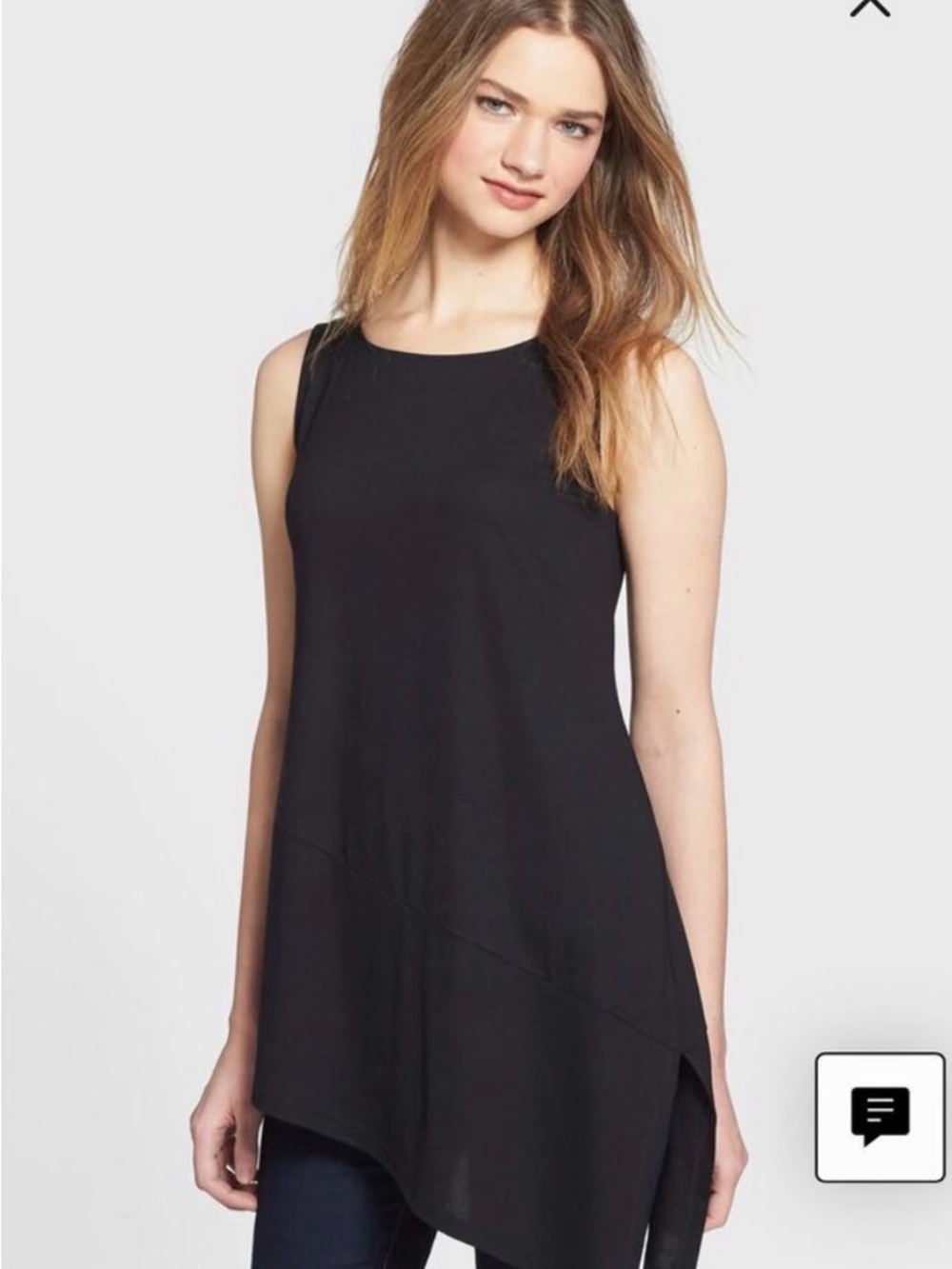 Eileen Fisher Black Sleeveless Tunic with Asymmetric Hem Size Medium